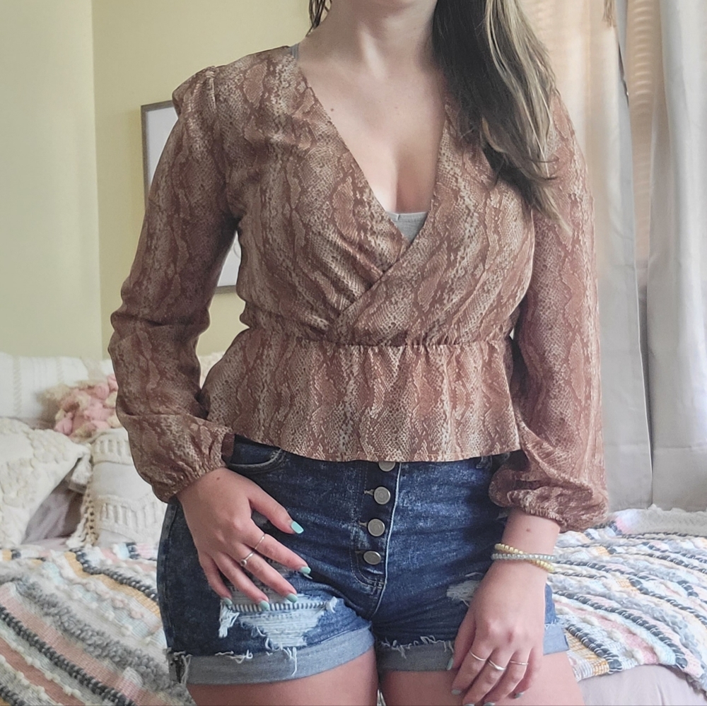 Honey Belle Snakeprint Crop Top